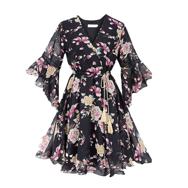 casual dresses plus size floral print women chiffon dress v neck belt flare sleeve ruffles beach wear boho style sundress vestidos, Black;gray
casual dresses plus size floral print women chiffon dress v neck belt flare sleeve ruffles beach wear boho style sundress vestidos, Black;gray
