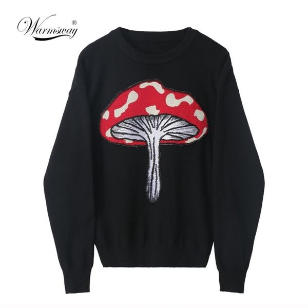 black sweater women fall winter warm thick mushroom beading o-neck long sleeve loose harajuku knitted jumper c-152 210522, White;black
black sweater women fall winter warm thick mushroom beading o-neck long sleeve loose harajuku knitted jumper c-152 210522, White;black