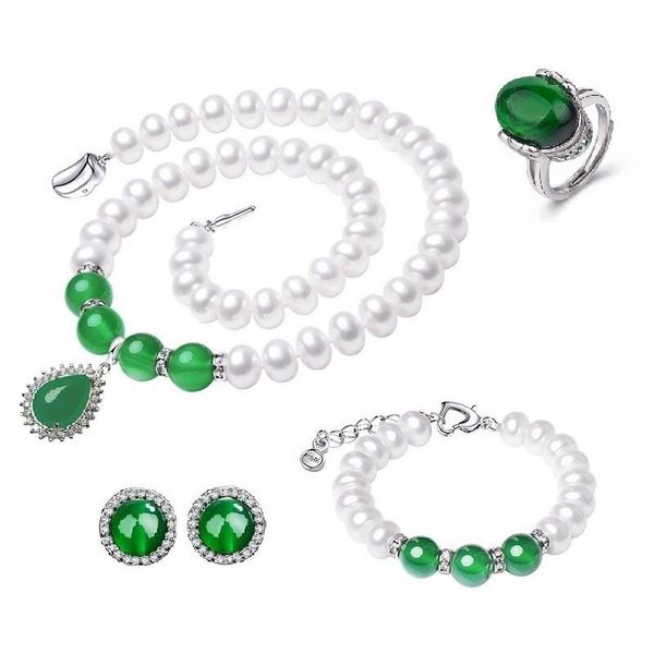 bracelet, earrings & necklace 2021 fashion pearl jewelry set freshwater 925 sterling silver green for mother women gift, Black
bracelet, earrings & necklace 2021 fashion pearl jewelry set freshwater 925 sterling silver green for mother women gift, Black