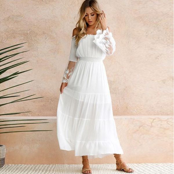 casual dresses dower me elegant off shoulder white chiffon dress summer holiday vestidos long sleeve maxi beach party, Black;gray
casual dresses dower me elegant off shoulder white chiffon dress summer holiday vestidos long sleeve maxi beach party, Black;gray