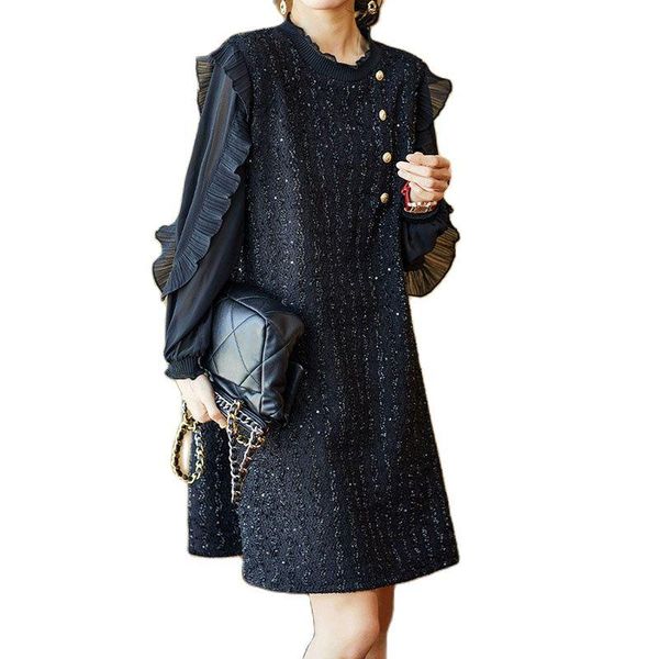 casual dresses elegant black women's dress autumn winter 2021 ruffle long-sleeved stitching temperament a line ladies all match, Black;gray
casual dresses elegant black women's dress autumn winter 2021 ruffle long-sleeved stitching temperament a line ladies all match, Black;gray
