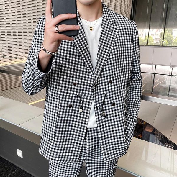 korean style suit men two-piece set men's loose houndstooth tuxedo casual drawstring waist groom wedding costume homme 2021 suits & bla, White;black
korean style suit men two-piece set men's loose houndstooth tuxedo casual drawstring waist groom wedding costume homme 2021 suits & bla, White;black