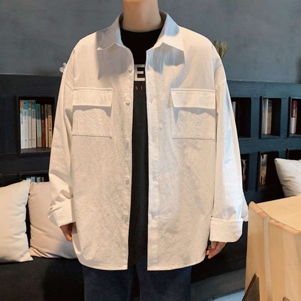 men's casual shirts white long sleeve spring ruffian handsome shirt korean fashion casual loose coat men's clothes dvhi, White;black
men's casual shirts white long sleeve spring ruffian handsome shirt korean fashion casual loose coat men's clothes dvhi, White;black