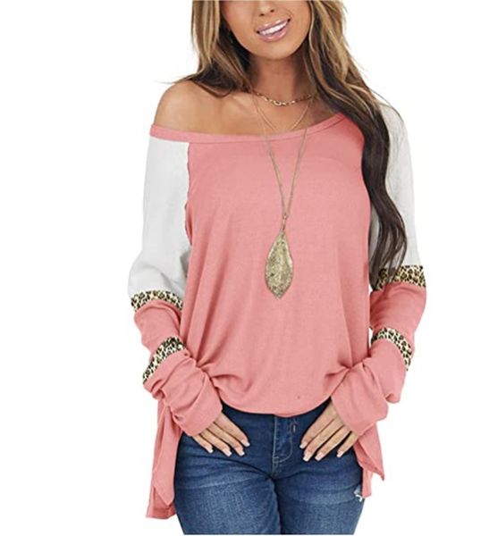 european and american women's 2021 new leopard multicolor splicing loose long sleeve t-shirt, White
european and american women's 2021 new leopard multicolor splicing loose long sleeve t-shirt, White