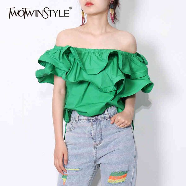 ruffle patchwork short blouse for women slash neck casual solid shirt female fashion clothing summer 210524, White
ruffle patchwork short blouse for women slash neck casual solid shirt female fashion clothing summer 210524, White