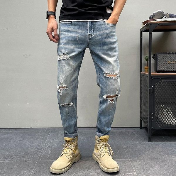 men's jeans 2021 street fashion casual skinny denim trousers straight-leg pants, Blue
men's jeans 2021 street fashion casual skinny denim trousers straight-leg pants, Blue