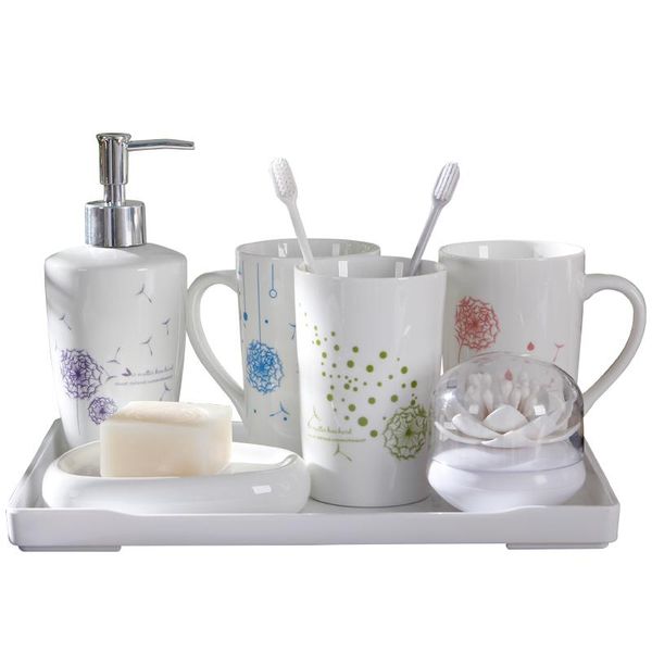 bath accessory set ceramic bathroom wash kit dandelion pattern accessories melamine tray cotton swab box
bath accessory set ceramic bathroom wash kit dandelion pattern accessories melamine tray cotton swab box