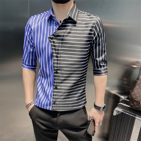 men's casual shirts summer man social luxury vintage patchwork fashion white striped print slim fit long/half sleeve dress shirt blusas, White;black
men's casual shirts summer man social luxury vintage patchwork fashion white striped print slim fit long/half sleeve dress shirt blusas, White;black