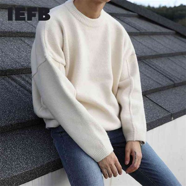 iefb /men's wear sweater autumn and winter loose all-match korean style vintage oversize kintted sweater round collar pullover 210804, White;black
iefb /men's wear sweater autumn and winter loose all-match korean style vintage oversize kintted sweater round collar pullover 210804, White;black