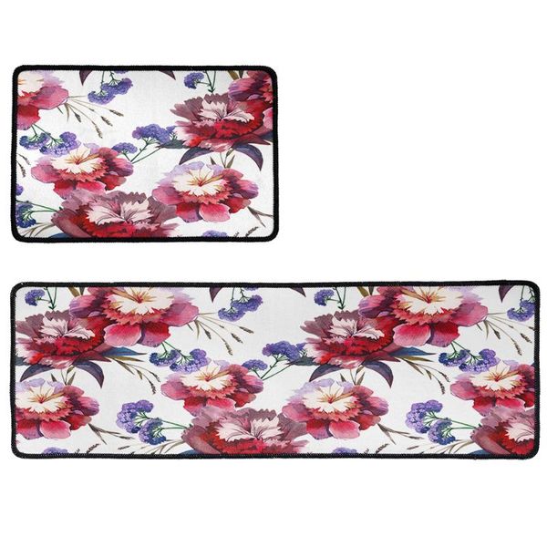 carpets 2pcs/set kitchen carpet floor mat rugs 40x60cm & 40x120cm felt floral designs anti-slip door customize doormat for bathroom