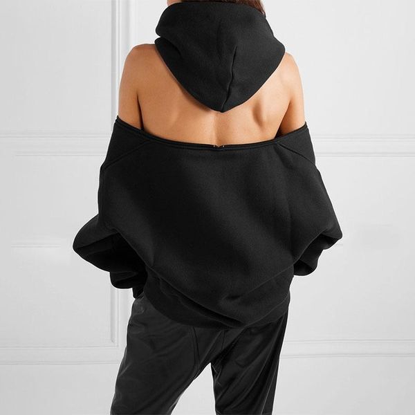 women's hoodies & sweatshirts 100396 classic trendy brand luxry design versatile loose zipper off shoulder hooded plush pullover for wo, Black
women's hoodies & sweatshirts 100396 classic trendy brand luxry design versatile loose zipper off shoulder hooded plush pullover for wo, Black