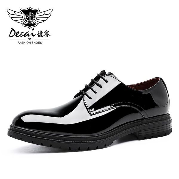 men shoes patent leather waterproof british style derby comfortable shiny casual formal wedding business laces 2021 dress, Black
men shoes patent leather waterproof british style derby comfortable shiny casual formal wedding business laces 2021 dress, Black