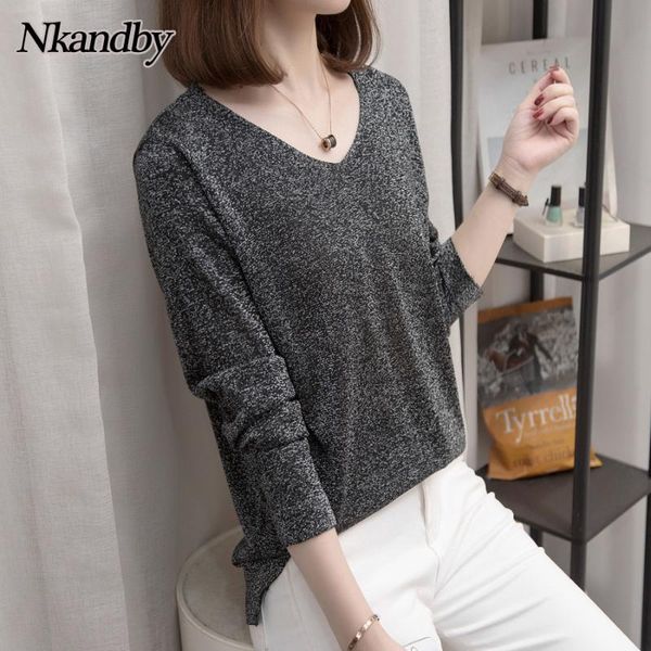 women's sweaters nkandby lurex bright silk knitted women 2021 spring loose v-neck pullovers korean jumpers knitwear femme, White;black
women's sweaters nkandby lurex bright silk knitted women 2021 spring loose v-neck pullovers korean jumpers knitwear femme, White;black