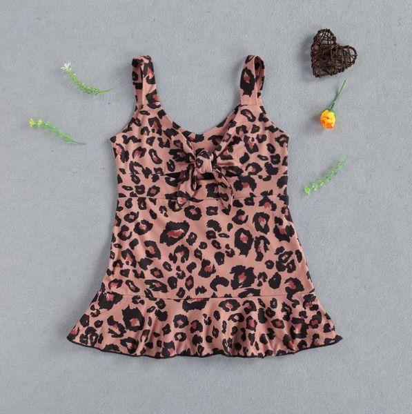 girls casual summer dress children kids leopard print sleeveless lace up chest ruffled hem garment dresses girl's, Red;yellow
girls casual summer dress children kids leopard print sleeveless lace up chest ruffled hem garment dresses girl's, Red;yellow