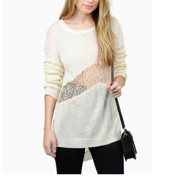 women's sweaters crew neck lace patchwork hollow cut out women 2021 autumn winter casual thin knit female chic jumpers pull femme, White;black
women's sweaters crew neck lace patchwork hollow cut out women 2021 autumn winter casual thin knit female chic jumpers pull femme, White;black