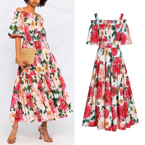 street style dresses european and american summer vacation dress fungus lace print elastic waist strap pqqi, Black;pink
street style dresses european and american summer vacation dress fungus lace print elastic waist strap pqqi, Black;pink