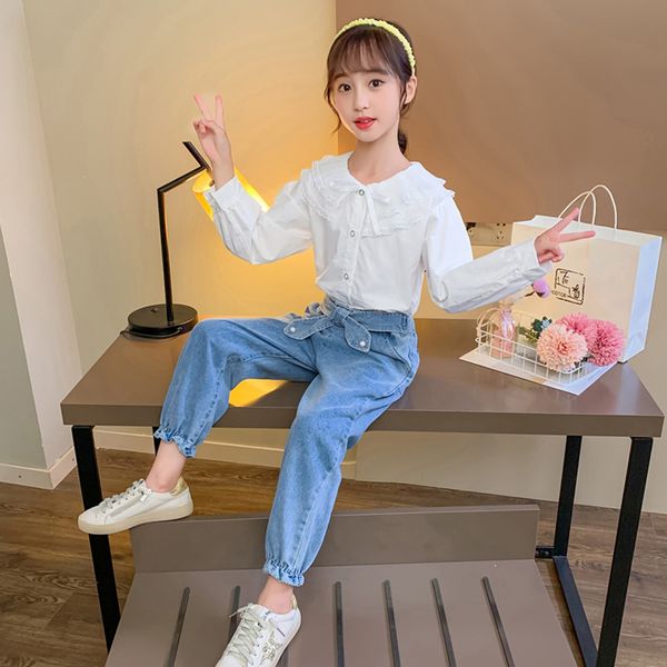 girls clothes set lace flower girls clothing blouse + jeans clothes for girls teenage childrens tracksuits 6 8 10 12 14, White
girls clothes set lace flower girls clothing blouse + jeans clothes for girls teenage childrens tracksuits 6 8 10 12 14, White