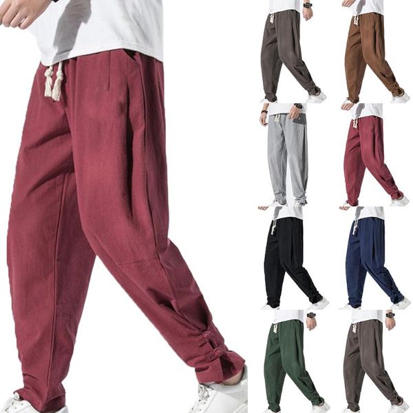 men's pants plus size harem trousers men summer yoga sports casual baggy bottoms long, Black