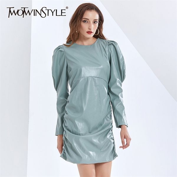ruched leather women dress o neck puff sleeve high waist minimalist dresses female fall fashion clothing 210520, Black;gray
ruched leather women dress o neck puff sleeve high waist minimalist dresses female fall fashion clothing 210520, Black;gray