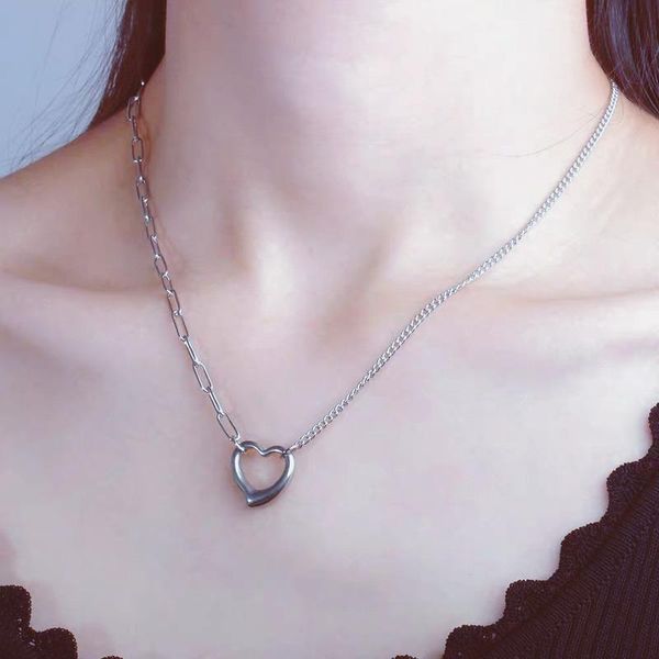 chains minimalist stitching metal chain hollow heart pendant necklace sets for women stainless steel clavicle jewelry, Silver
chains minimalist stitching metal chain hollow heart pendant necklace sets for women stainless steel clavicle jewelry, Silver
