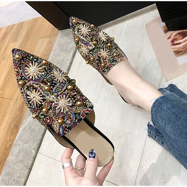 New Summer Women Slippers Sexy Pointed Toe Woman Shoes Fashion Rhinestone Bling Slip On Ladies Printing Flat Footwear erf56, Beige
New Summer Women Slippers Sexy Pointed Toe Woman Shoes Fashion Rhinestone Bling Slip On Ladies Printing Flat Footwear erf56, Beige