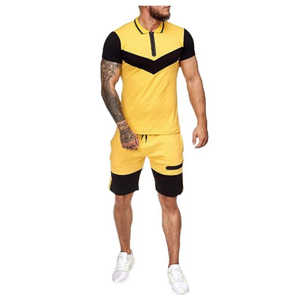 men's tracksuits men sport clothes 2 piece set summer color matching lapel short-sleeved shorts sports suit casual fashion tracksuit, Gray
men's tracksuits men sport clothes 2 piece set summer color matching lapel short-sleeved shorts sports suit casual fashion tracksuit, Gray