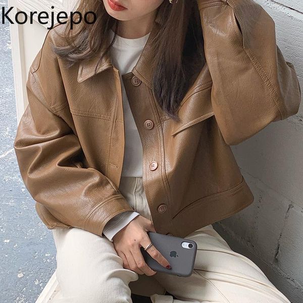 women's jackets korejepo korean chic coat autumn handsome lapel single breasted loose leisure long sleeve motorcycle clothes leather ja, Black;brown
women's jackets korejepo korean chic coat autumn handsome lapel single breasted loose leisure long sleeve motorcycle clothes leather ja, Black;brown