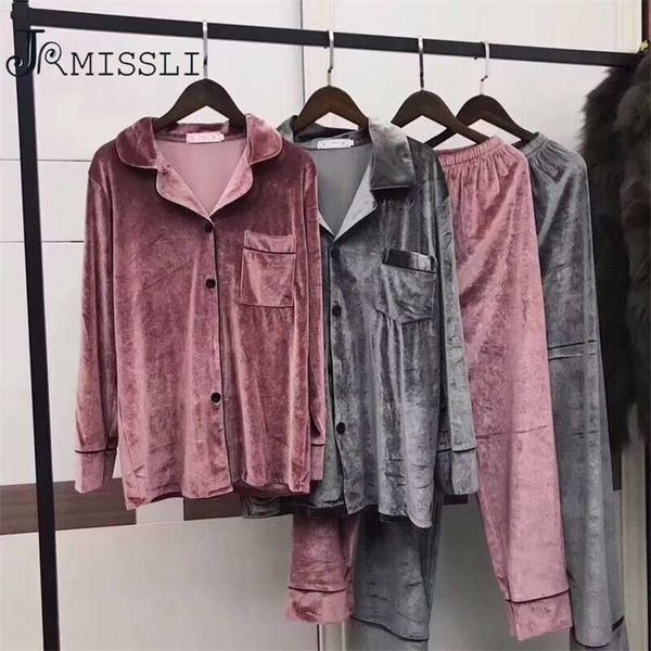 jrmissli 5xl autumn winter warm pajama set women pajamas deep gold velvet homewear pijama mujer elegant sleepwear 211109, Black;red
jrmissli 5xl autumn winter warm pajama set women pajamas deep gold velvet homewear pijama mujer elegant sleepwear 211109, Black;red