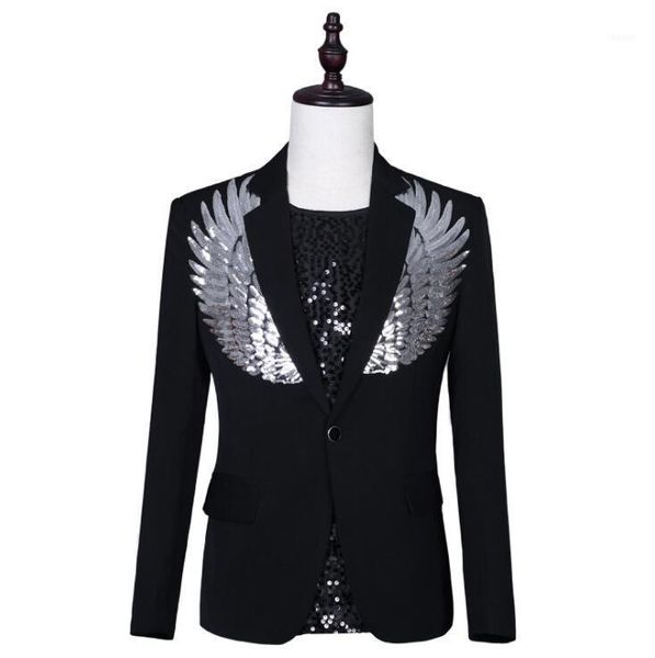 men's suits & blazers wing sequins blazer men designs jacket mens stage costumes for singers clothes dance star style dress punk mascul, White;black
men's suits & blazers wing sequins blazer men designs jacket mens stage costumes for singers clothes dance star style dress punk mascul, White;black