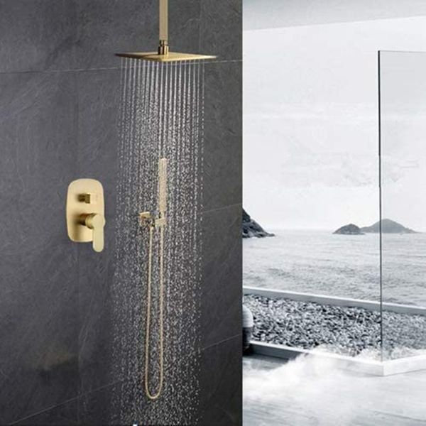 bathroom brass brushed gold 10 inch ceiling mount rain mixer combo rainfall shower faucet system set sets
bathroom brass brushed gold 10 inch ceiling mount rain mixer combo rainfall shower faucet system set sets