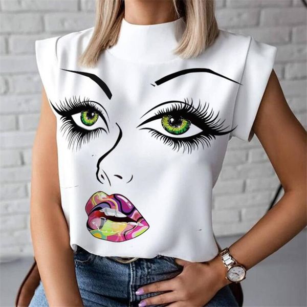 2021 women summer short sleeve pullover t-shirt female personality print stand collar blouses outfits casual by air, Black;white
2021 women summer short sleeve pullover t-shirt female personality print stand collar blouses outfits casual by air, Black;white