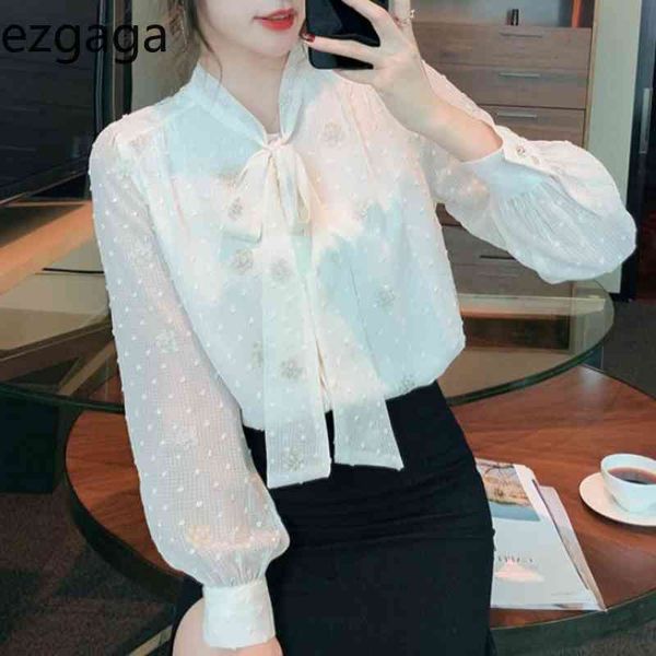 ezgaga blouse women lace up long sleeve fashion elegant flower korean chic all-match loose office lady shirts spring 210430, White
ezgaga blouse women lace up long sleeve fashion elegant flower korean chic all-match loose office lady shirts spring 210430, White