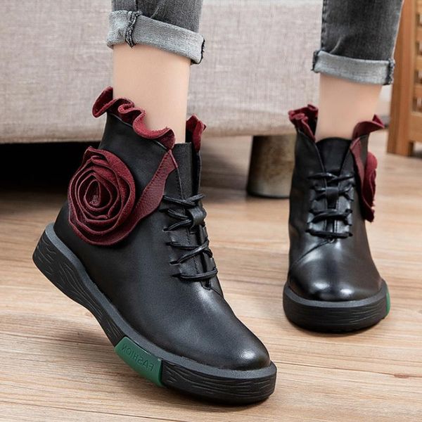 women shoes sunflower printed ankle boots for 2021 autumn winter fashion comfortable female genuine leather, Black
women shoes sunflower printed ankle boots for 2021 autumn winter fashion comfortable female genuine leather, Black