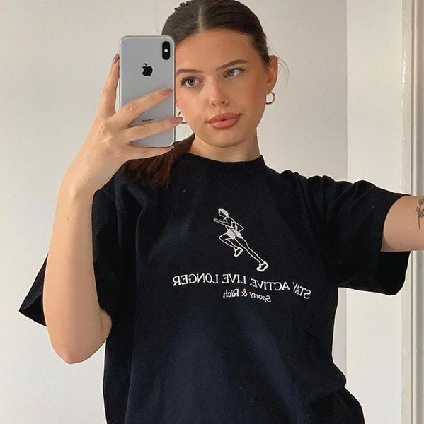 women's t-shirt creative 90s vintage sporty letters print cotton t shirts o-neck oversized running girl tshirt summer fashion women tee, White
women's t-shirt creative 90s vintage sporty letters print cotton t shirts o-neck oversized running girl tshirt summer fashion women tee, White