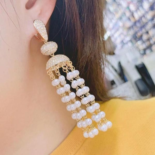 dangle & chandelier luxury imitation pearls tassels long earrings for women wedding cubic zircon dubai bridal drop e7483, Silver
dangle & chandelier luxury imitation pearls tassels long earrings for women wedding cubic zircon dubai bridal drop e7483, Silver