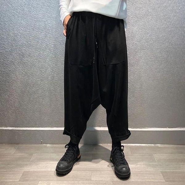men's pants solid color elastic straight leg autumn fashion dark personalized large crotch loose thin, Black
men's pants solid color elastic straight leg autumn fashion dark personalized large crotch loose thin, Black