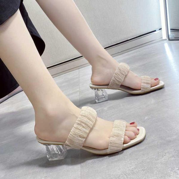 slippers summer fashion mesh high heel women open toe square outdoor sandals woman 2021 elegant party shoes lady, Black
slippers summer fashion mesh high heel women open toe square outdoor sandals woman 2021 elegant party shoes lady, Black