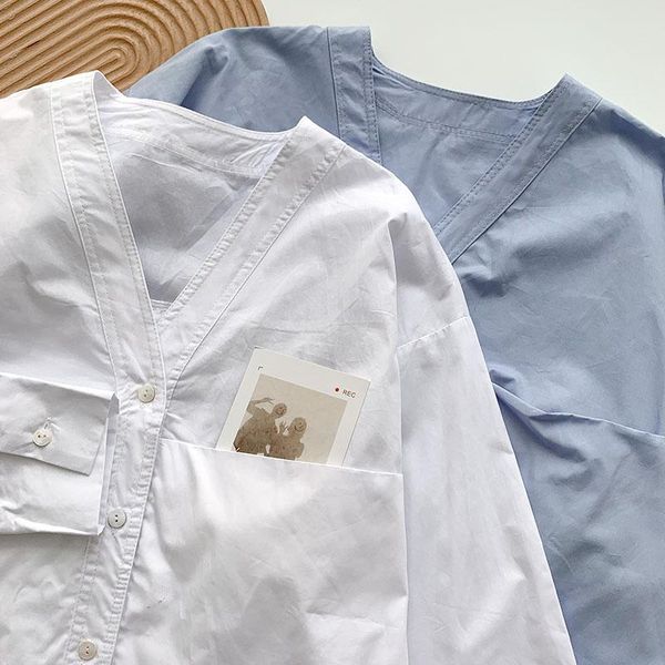 women's blouses & shirts shirt spring and summer 2021 clothing design long sleeve v-neck chic white loose
women's blouses & shirts shirt spring and summer 2021 clothing design long sleeve v-neck chic white loose