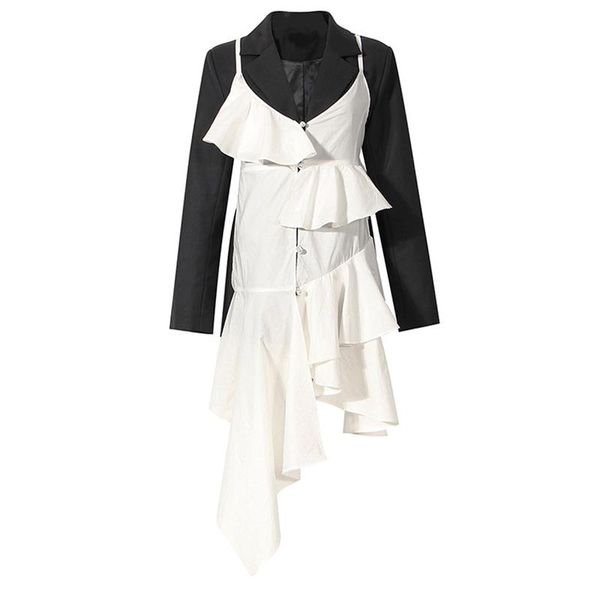 women's suits & blazers womens black ruffles irregular belted women elegant lapel long sleeve loose fit jackets fashion spring autumn 2, White;black
women's suits & blazers womens black ruffles irregular belted women elegant lapel long sleeve loose fit jackets fashion spring autumn 2, White;black