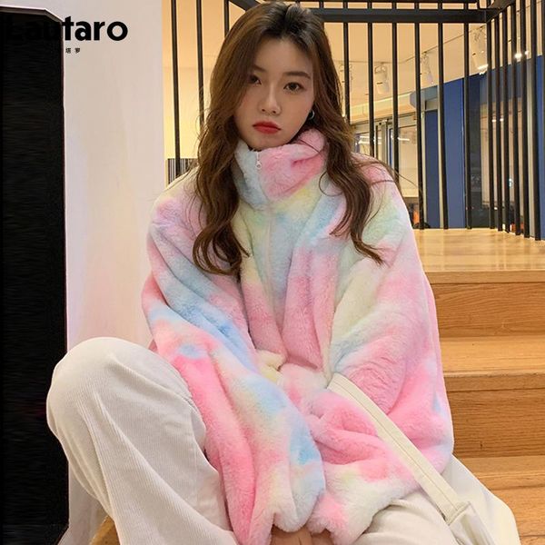 women's fur & faux lautaro winter zip up colorful rainbow coat women oversized warm soft kawaii fluffy jacket tie dye korean fashion 20, Black
women's fur & faux lautaro winter zip up colorful rainbow coat women oversized warm soft kawaii fluffy jacket tie dye korean fashion 20, Black