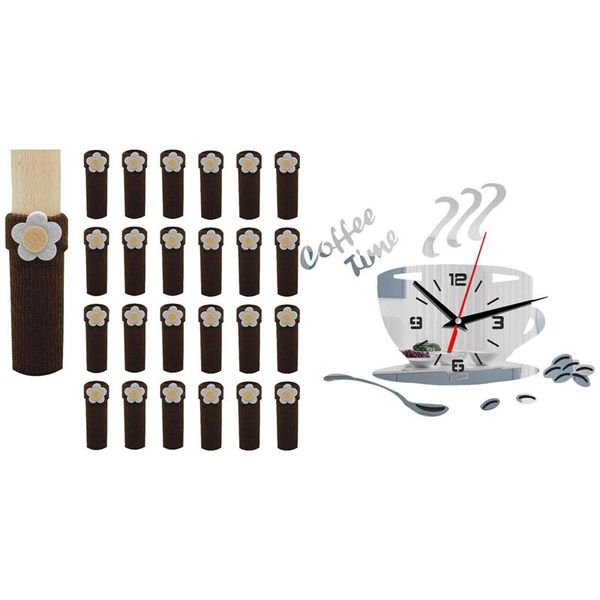wall clocks 1set 3d frameless clock diy decoration coffee cup (silver) & 24pcs chair leg socks
wall clocks 1set 3d frameless clock diy decoration coffee cup (silver) & 24pcs chair leg socks