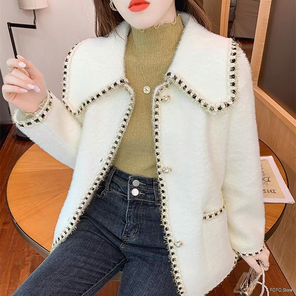 women's jackets 2021 women plush short coat elegant solid knitting for ladies turndown collar, Black;brown
women's jackets 2021 women plush short coat elegant solid knitting for ladies turndown collar, Black;brown