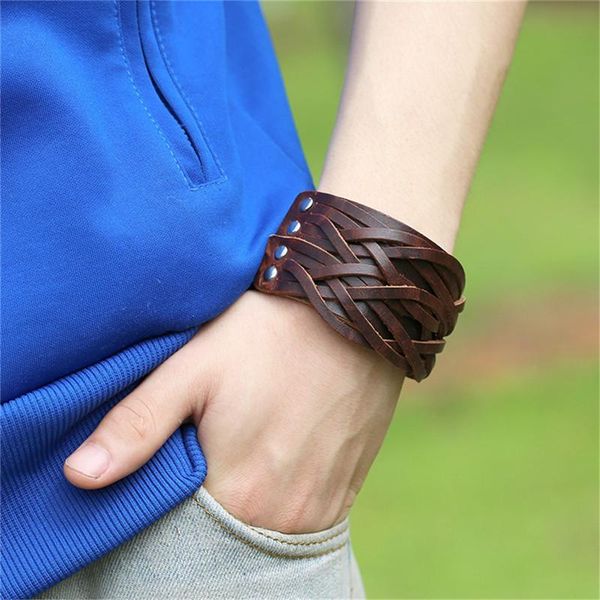 tennis men's 4cm wide cowhide snap bracelet vintage retro brown leather bangle for male punk style adjustable wristband jewelry, Golden;silver
tennis men's 4cm wide cowhide snap bracelet vintage retro brown leather bangle for male punk style adjustable wristband jewelry, Golden;silver