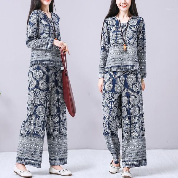 two piece dress women's cotton and linen prin +loose wide leg pants two-piece national style suits sets chinese, White
two piece dress women's cotton and linen prin +loose wide leg pants two-piece national style suits sets chinese, White