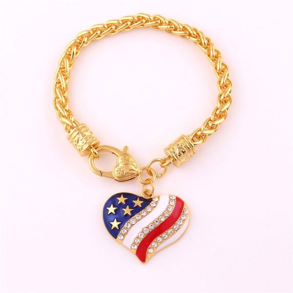 charm bracelets classic heart pendant for women men patriot style pattern with sparkling crystals wheat link chain zinc alloy drop, Golden;silver
charm bracelets classic heart pendant for women men patriot style pattern with sparkling crystals wheat link chain zinc alloy drop, Golden;silver