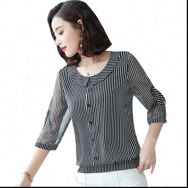 spring summer style chiffon women shirt casual peter pan collar half sleeve striped printed blusas df2961, White
spring summer style chiffon women shirt casual peter pan collar half sleeve striped printed blusas df2961, White