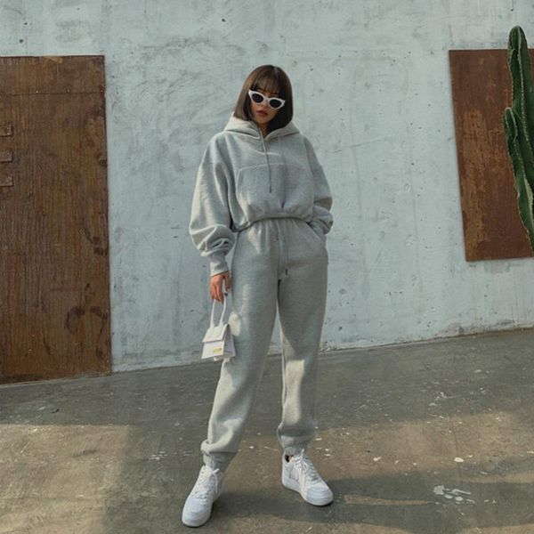 men's women solid color long sleeved hooded sweatshirt and pant jogging set casual winter warm hoodies tracksuit sport & sweatshirts, Black
men's women solid color long sleeved hooded sweatshirt and pant jogging set casual winter warm hoodies tracksuit sport & sweatshirts, Black