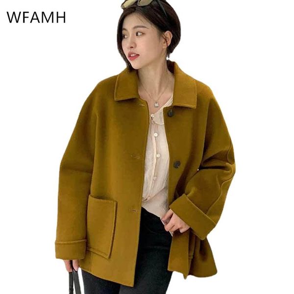 women's wool & blends 2021 autumn and winter mid-length double-sided cashmere coat women loose casual cocoon woolen cloth turn-down col, Black
women's wool & blends 2021 autumn and winter mid-length double-sided cashmere coat women loose casual cocoon woolen cloth turn-down col, Black