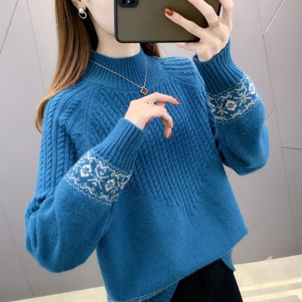 women's sweaters 2021 autumn cable-knit sweater loose outer wear turtleneck bottoming shirt and winter western style top, White;black
women's sweaters 2021 autumn cable-knit sweater loose outer wear turtleneck bottoming shirt and winter western style top, White;black