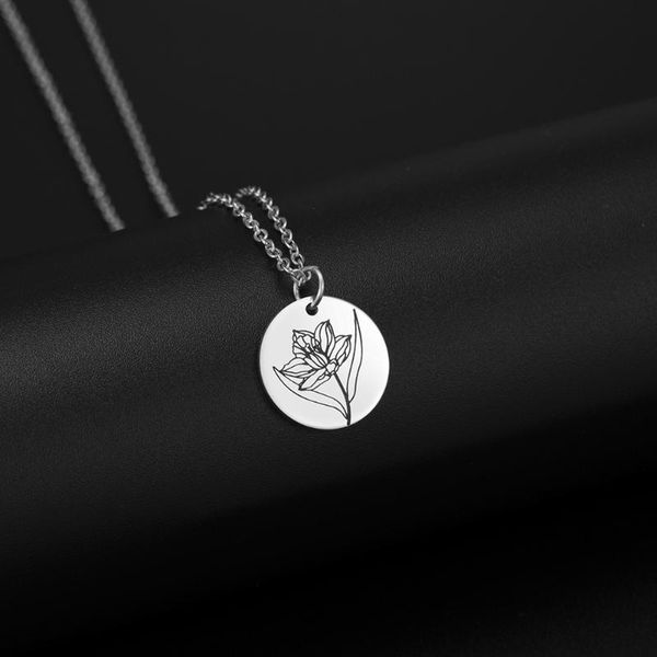 chains women's printed daffodil flower pendant necklace stainless steel small choker accessories jewelry gifts, Silver
chains women's printed daffodil flower pendant necklace stainless steel small choker accessories jewelry gifts, Silver